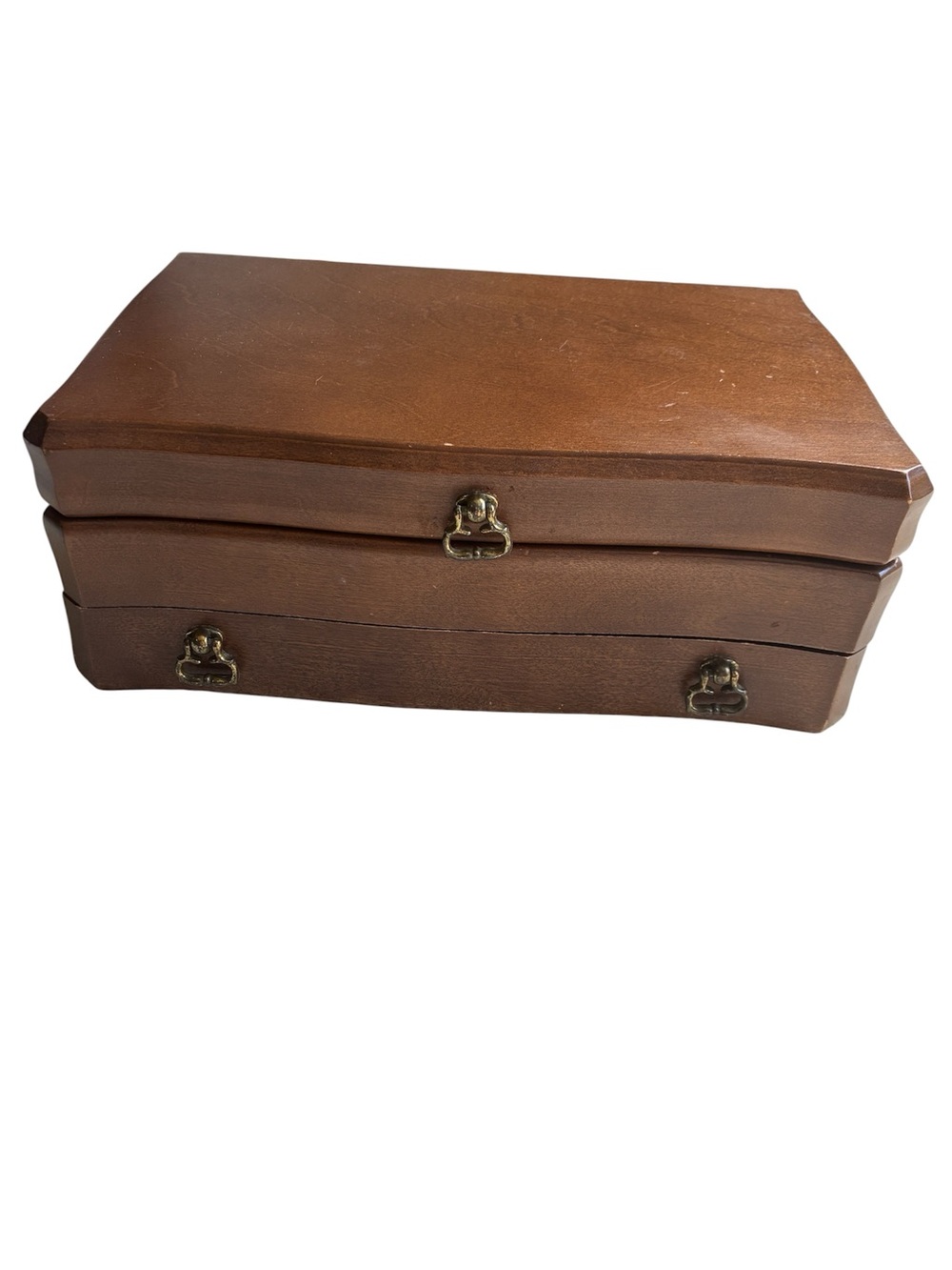 Jasco 1985 Vintage Brown Wooden Jewelry Box Made in Canada